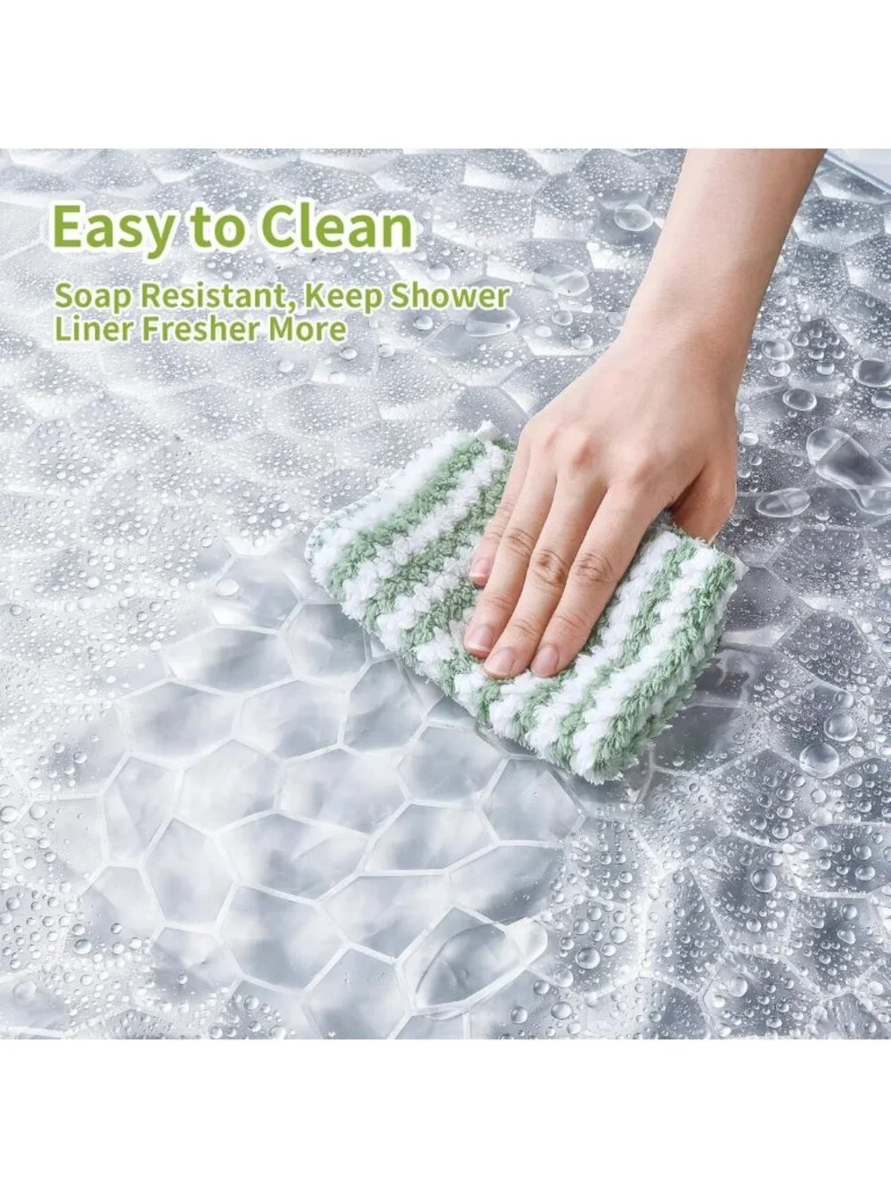 Waterproof Clear Shower Curtain Liner 72x78 inches - 3D Water Cube Design, 12